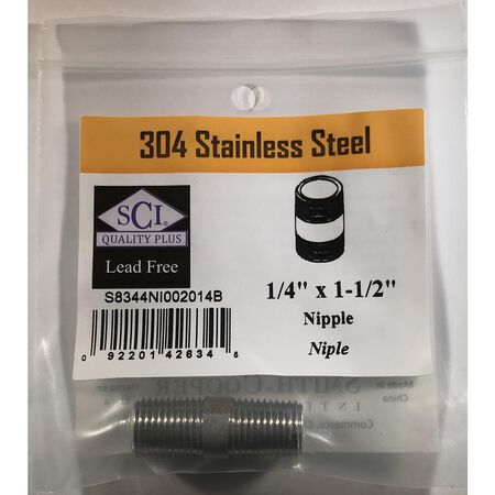 Smith-Cooper 1/4 in. MPT Stainless Steel 1-1/2 in. L Nipple