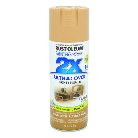 Rust-Oleum Painter's Touch 2X Ultra Cover Gloss Khaki Paint+Primer Spray Paint 12 oz