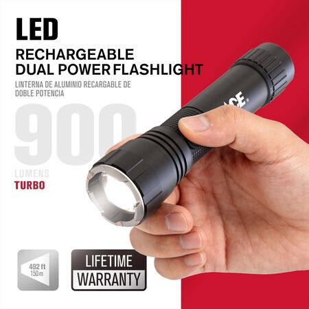 Ace Black LED Flashlight 18650 Battery