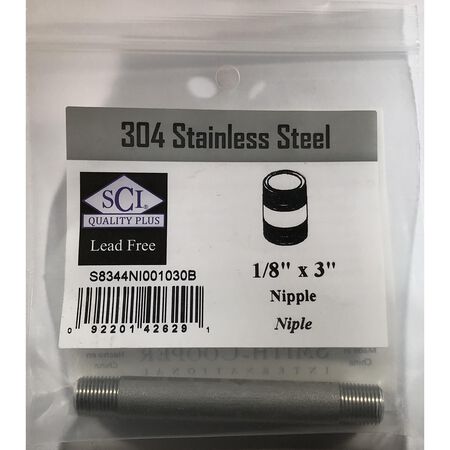Smith-Cooper 1/8 in. MPT Stainless Steel 3 in. L Nipple