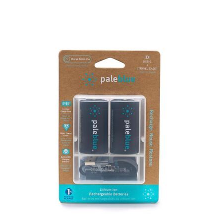 Pale Blue Earth D Lithium Batteries 2 Pack Clamshell