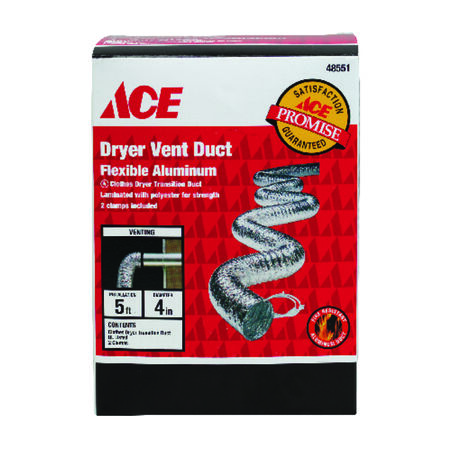 Ace 60 in. L X 4 in. D Silver Aluminum Dryer Vent Duct