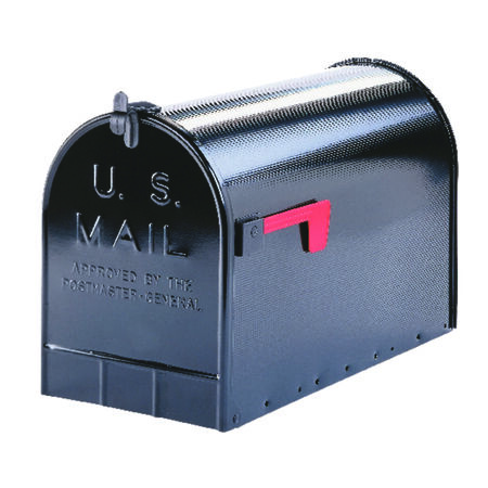 Gibraltar Mailboxes Stanley Jumbo Galvanized Steel Post Mount Black Mailbox