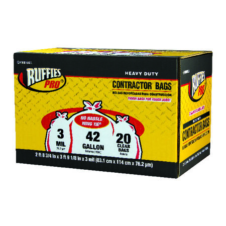 Ruffies Pro 42 gal Contractor Bags Wing Ties 20 pk 3 mil