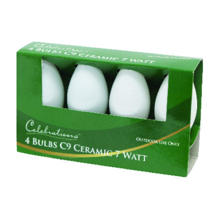 Celebrations Incandescent C9 White 4 ct Replacement Christmas Light Bulbs
