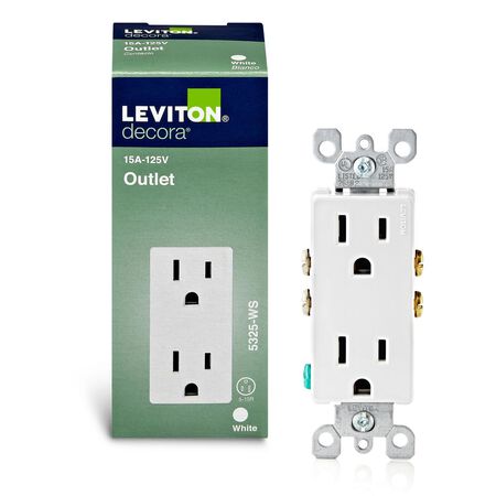 Leviton Decora 15 amps 125 V Duplex White Outlet 5-15R 1 pk