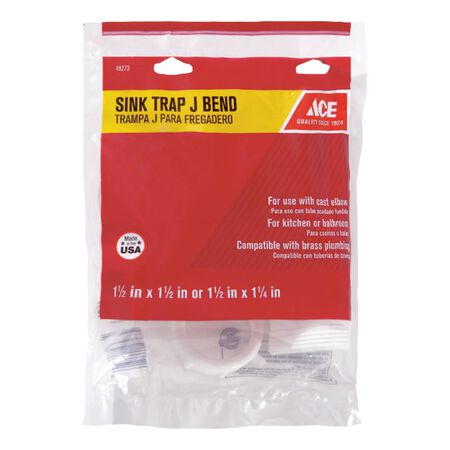 Ace 1-1/2 in. D Plastic Sink Trap J-Bend