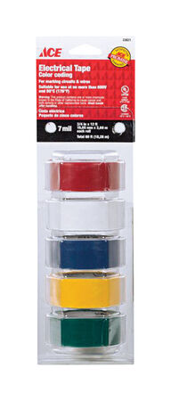 Ace 3/4 in. W x 12 ft. L Plastic Electrical Tape Multicolored