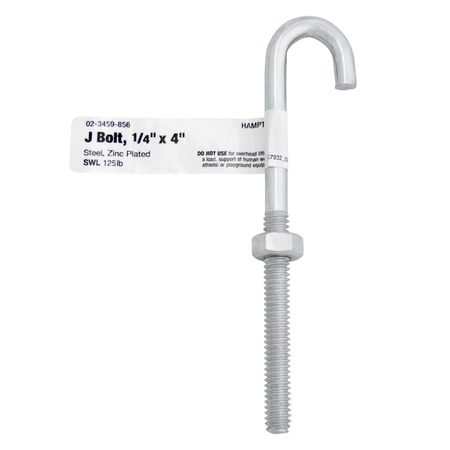 Hampton Small Zinc-Plated Silver Zinc 0.6875 in. L J-Bolt 125 lb 1 pk