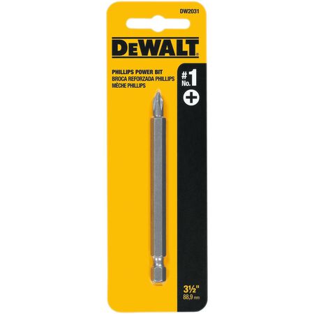 DeWalt Phillips #1 X 3-1/2 in. L Power Bit Heat-Treated Steel 1 pc