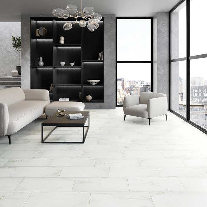 Tile floors in formal sitting room