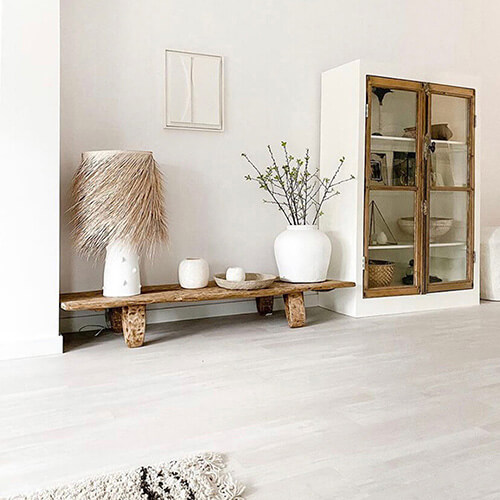 Neutral colored vinyl plank flooring