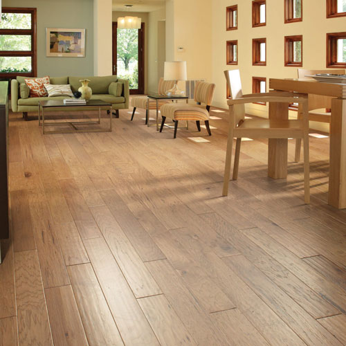 Hardwood floors in open floor plan home