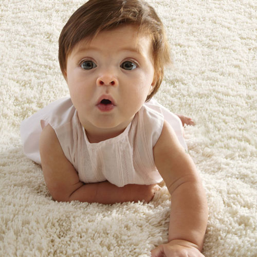 Baby on shag carpet