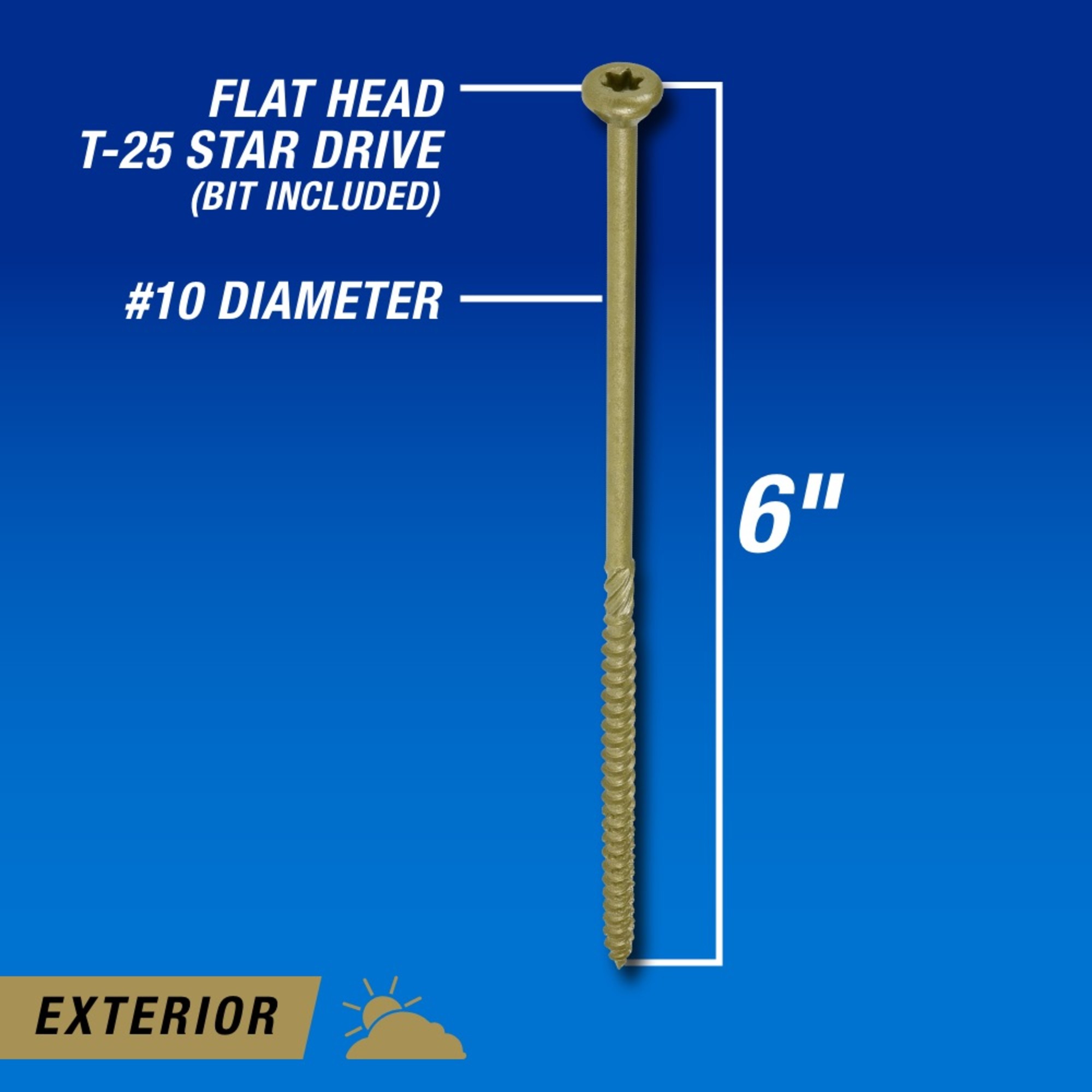 Power Pro Premium Bronze Exterior Wood Screws (#10 x 6 in.) - 600 pc