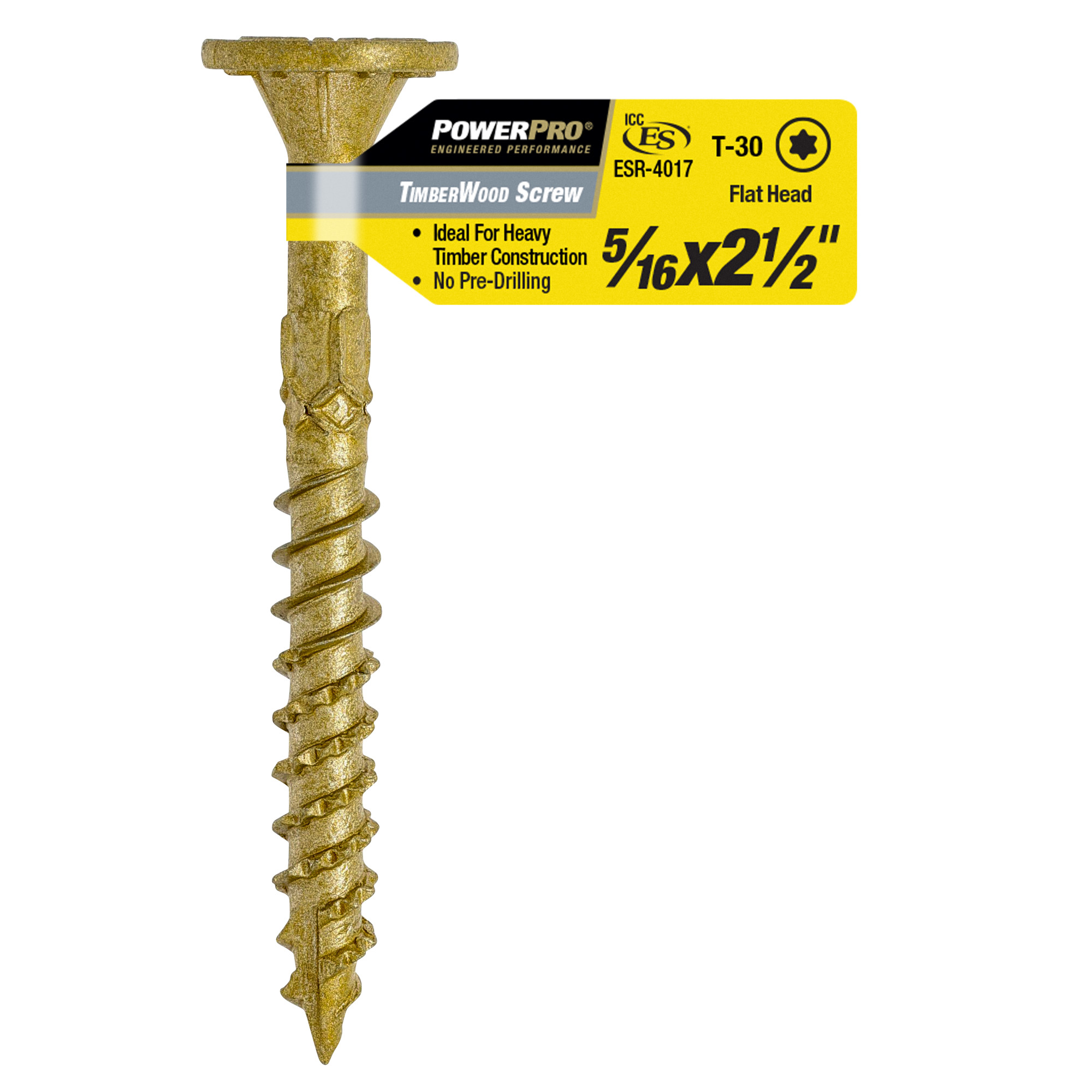 Power Pro TimberWood Bronze Structural Screws (5/16 in. x 2-1/2 in.) - 1pc
