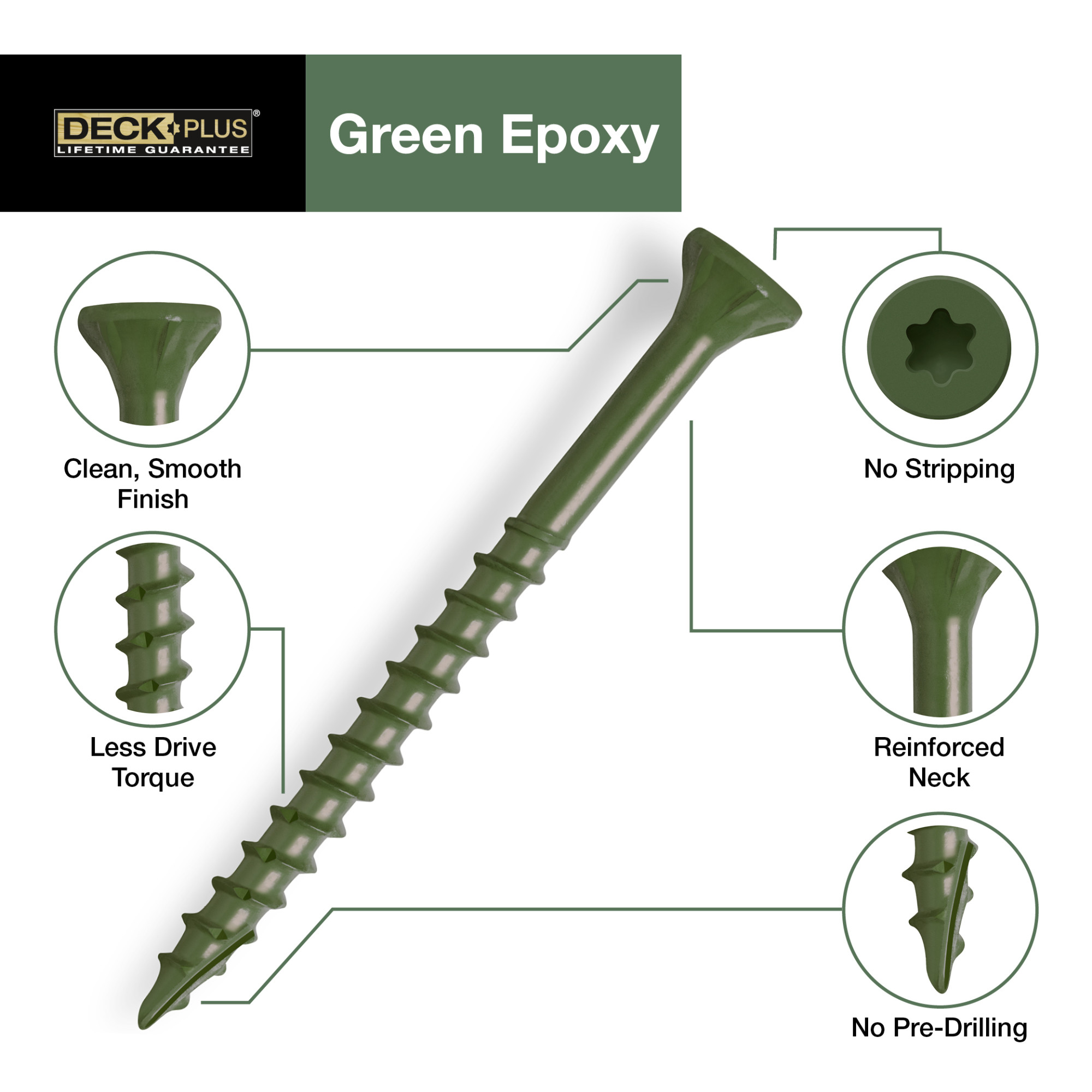 Deck Plus Green Deck Screws (#10 x 3-1/2 in.)