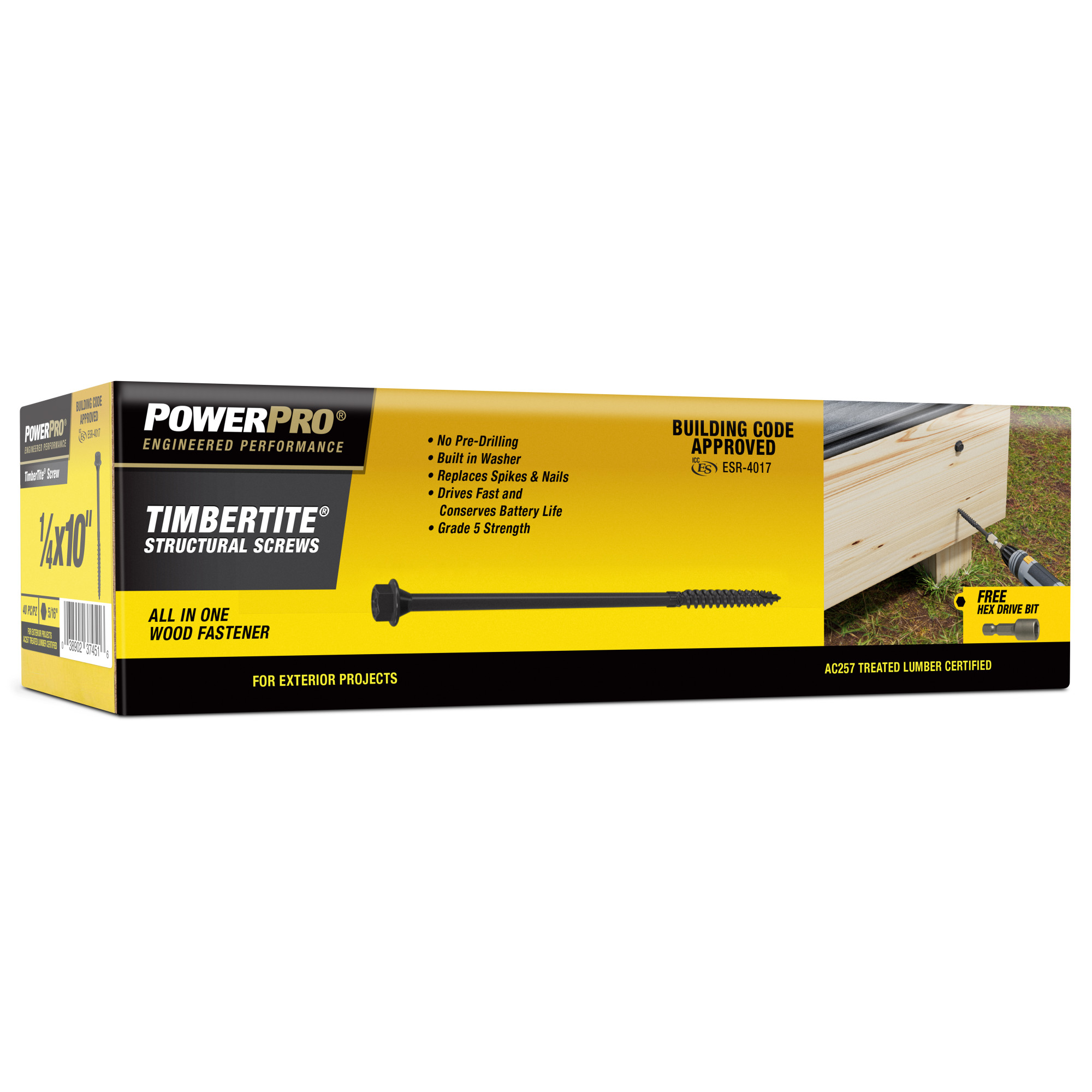 Power Pro TimberTite Structural Screws (1/4 in. x 10 in.) - 40 pc