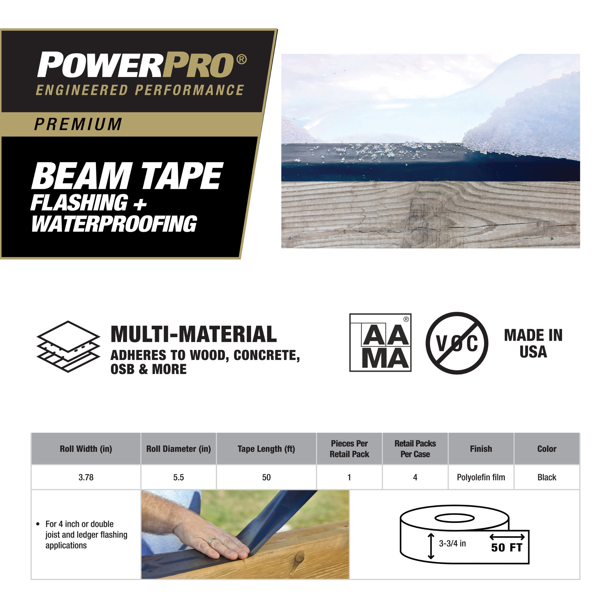 Power Pro Premium Exterior Deck Beam Flashing Tape (3.78 in. x 50 ft.)