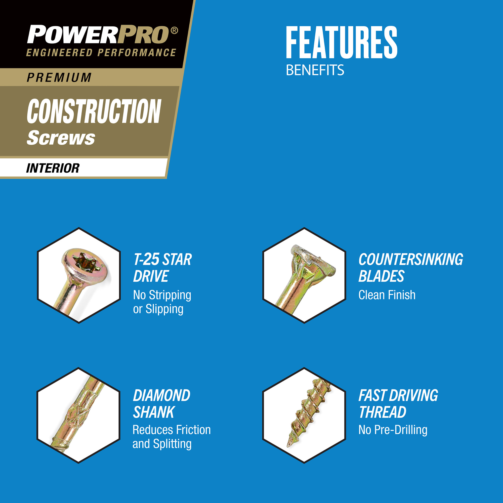 Power Pro Premium Interior Construction Screws (#9 x 2-1/2 in.) - 88 pc
