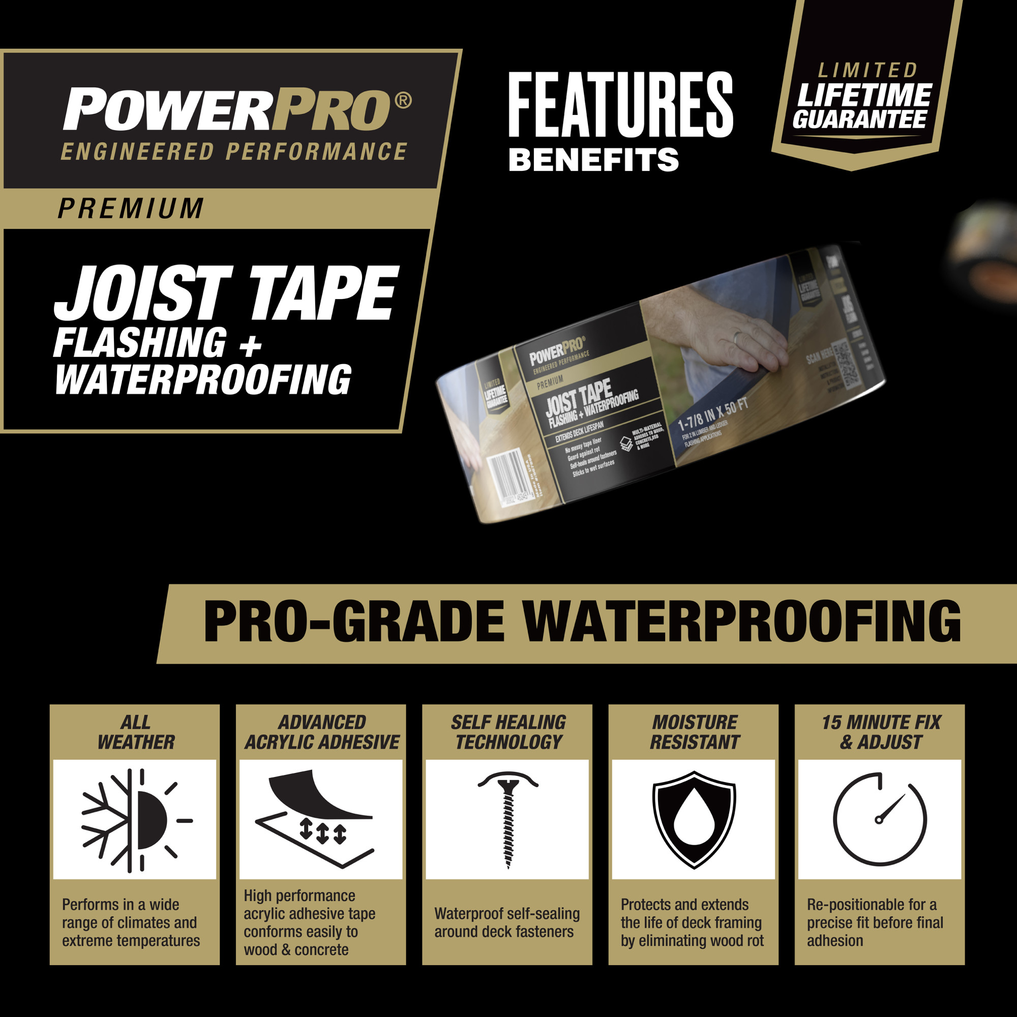 Power Pro Premium Exterior Deck Joist Flashing Tape (1.89 in. x 50 ft.)