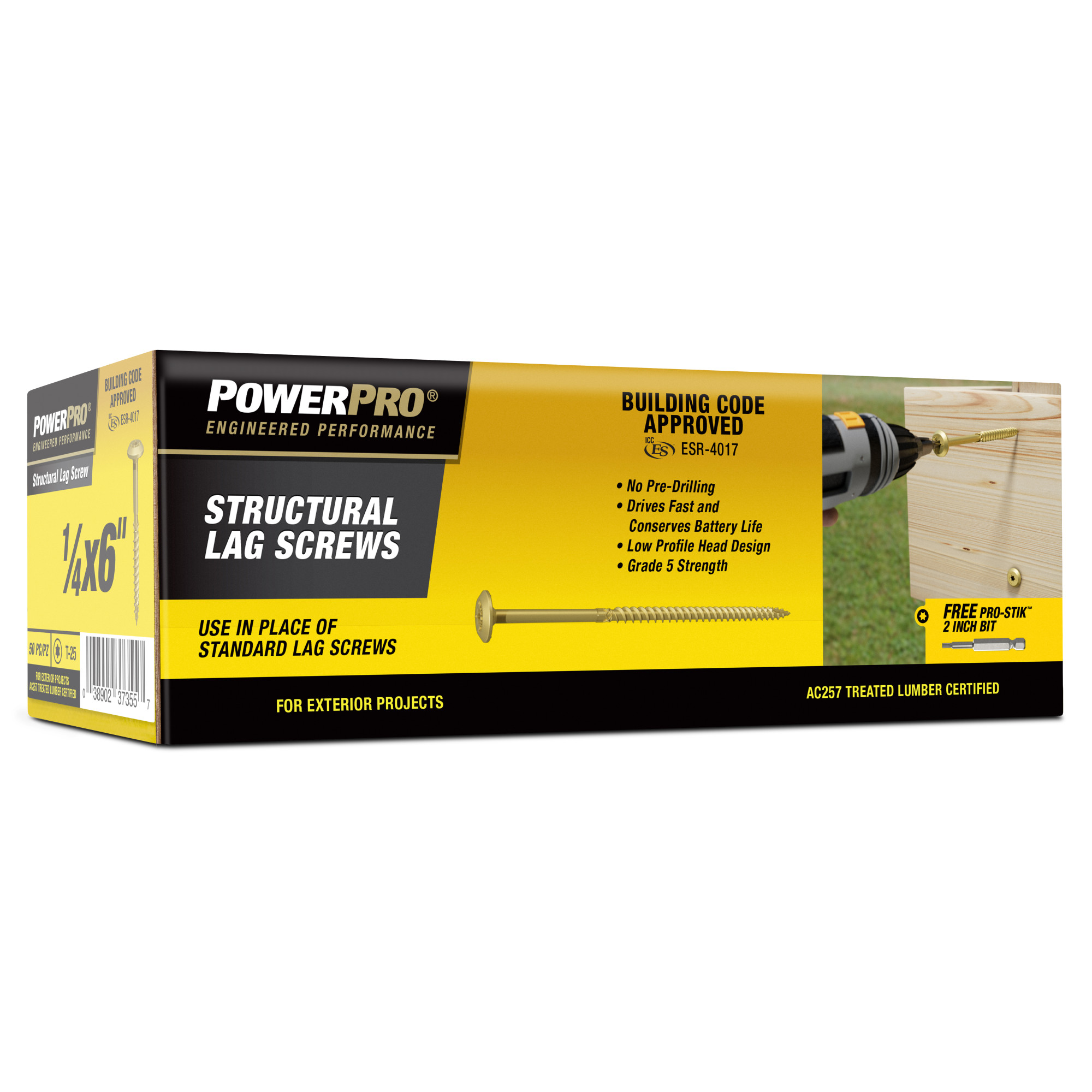 Power Pro Bronze Structural Lag Screws (1/4 in. x 6 in.) - 50 pc