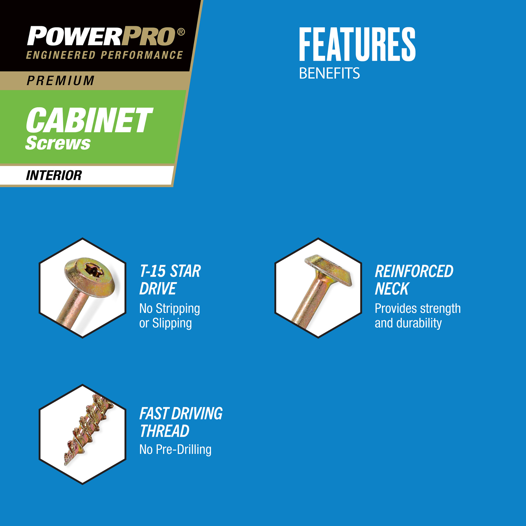 Power Pro&reg; Premium Interior Cabinet Screws (#8 x 1-3/4 in.) - 1lb Box