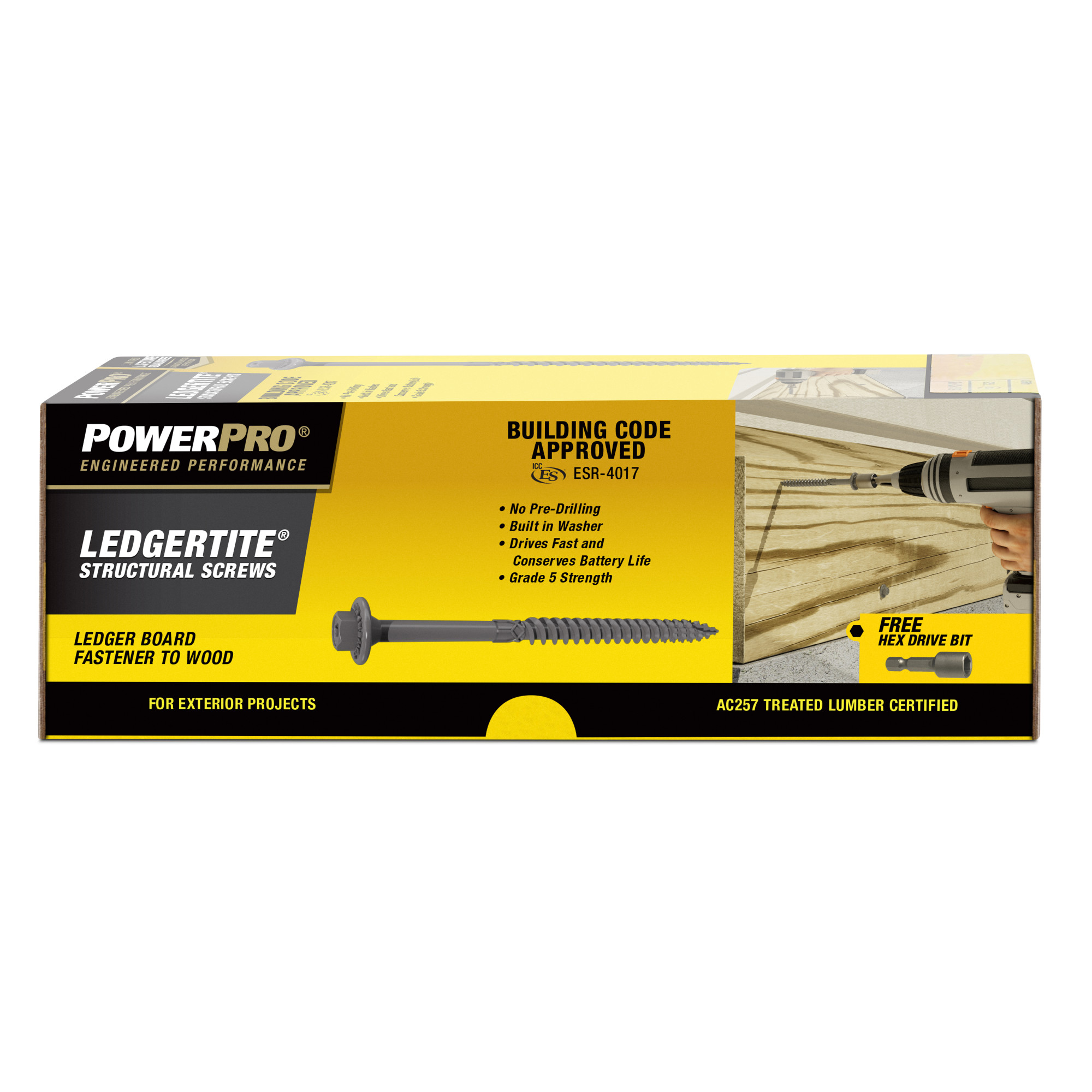 Power Pro Gray Ledger-Tite Structural Screws (5/16 in. x 5 in.) - 36 pc