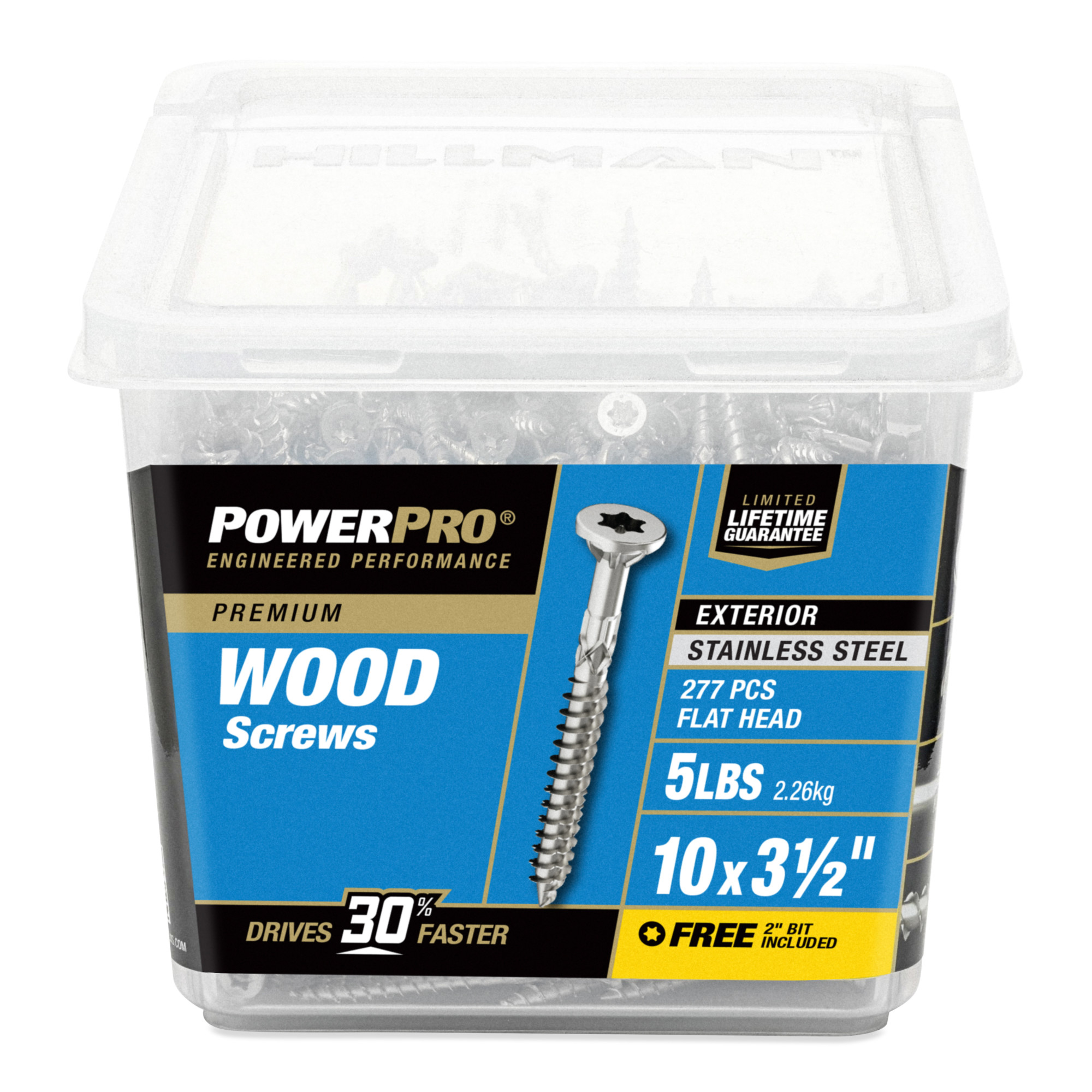 Power Pro Premium 305 Stainless Steel Wood Screws (#10 x 3-1/2 in.) - 277 pc