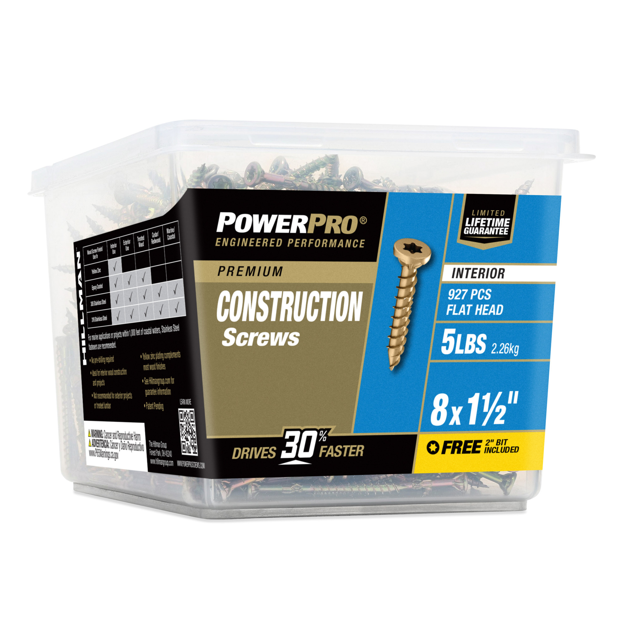 Power Pro Premium Interior Construction Screws (#8 x 1-1/2 in.) - 927 pc