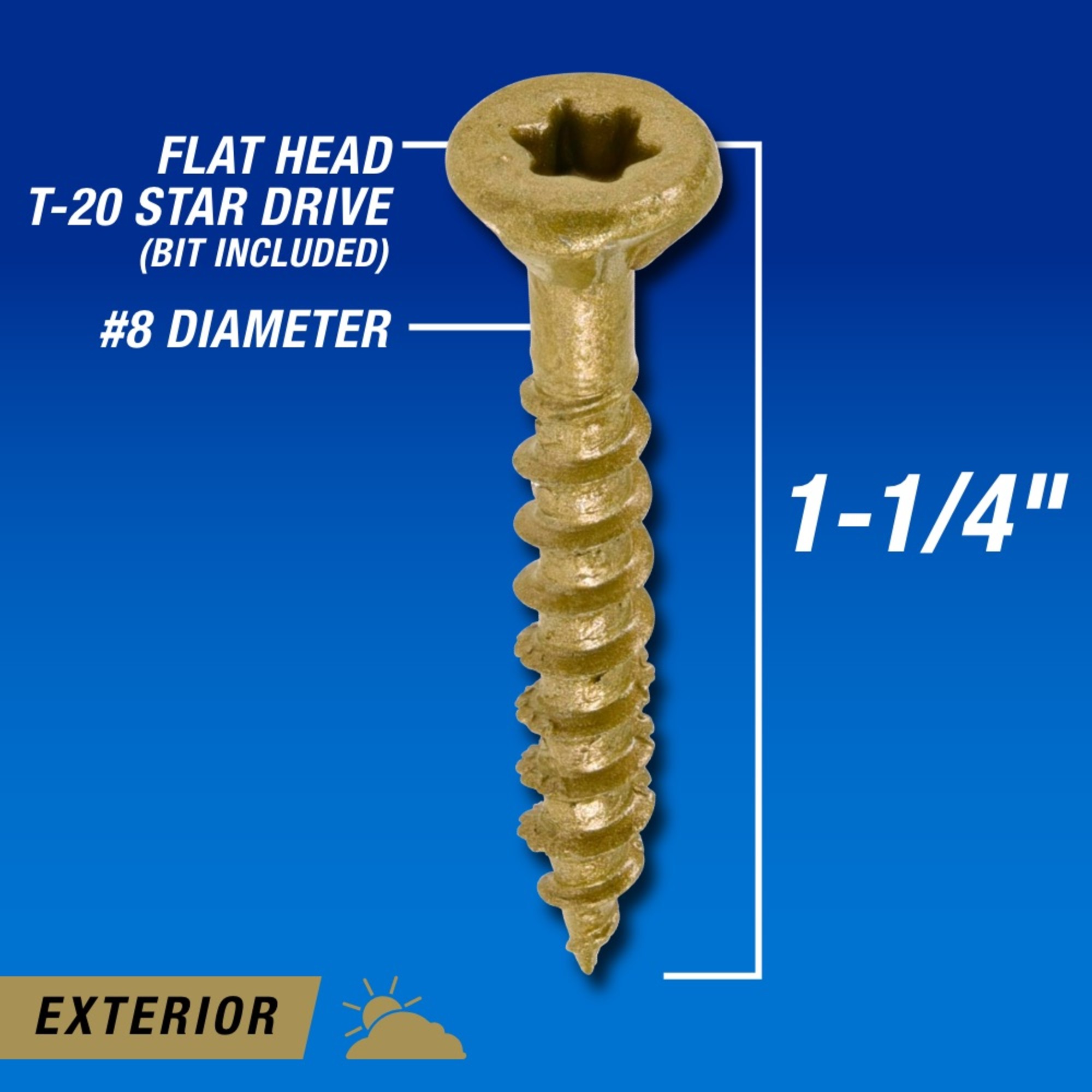 Power Pro Premium Bronze Exterior Wood Screws (#8 x 1-1/4 in.) - 6000 pc