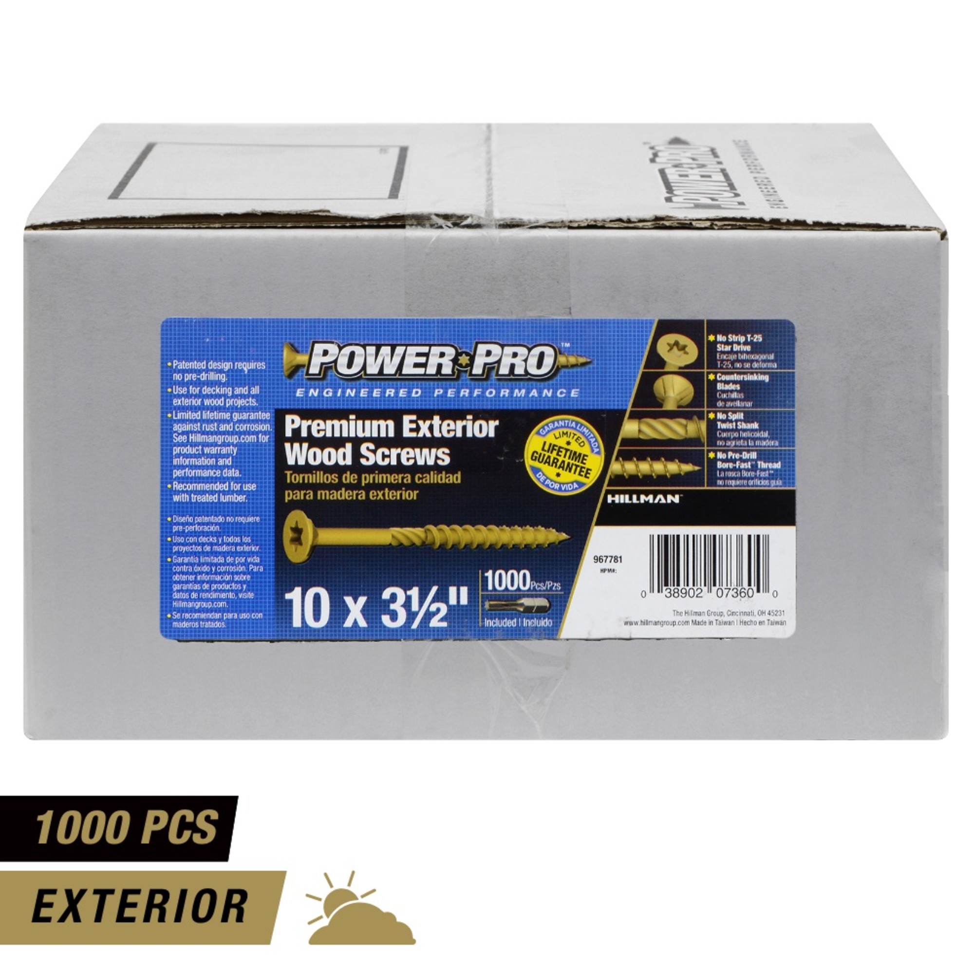 Power Pro Premium Bronze Exterior Wood Screws (#10 x 3-1/2 in.) - 1000 pc