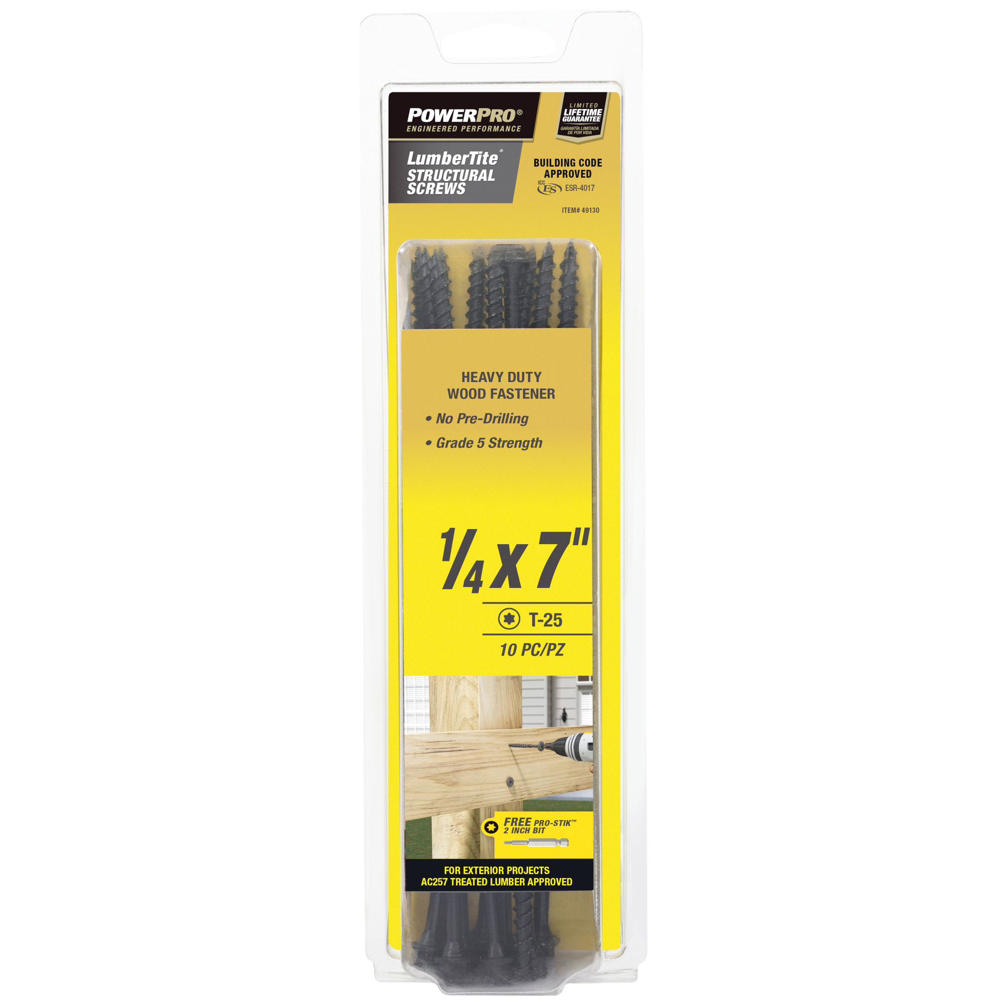Power Pro Black Lumber-Tite Structural Screws (1/4 in. x 7 in.) - 10 pc