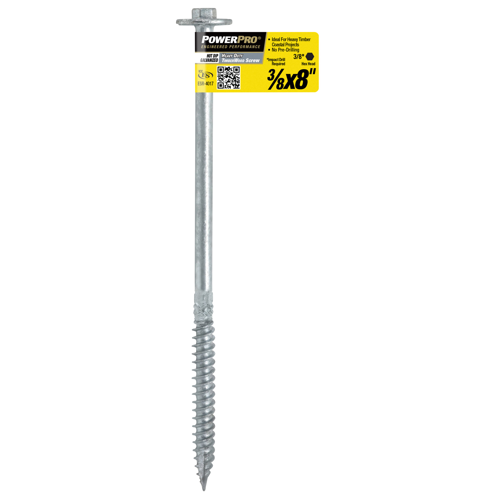 Power Pro HDG Heavy Duty TimberWood Structural Screws (3/8 in. x 8 in.) - 1pc