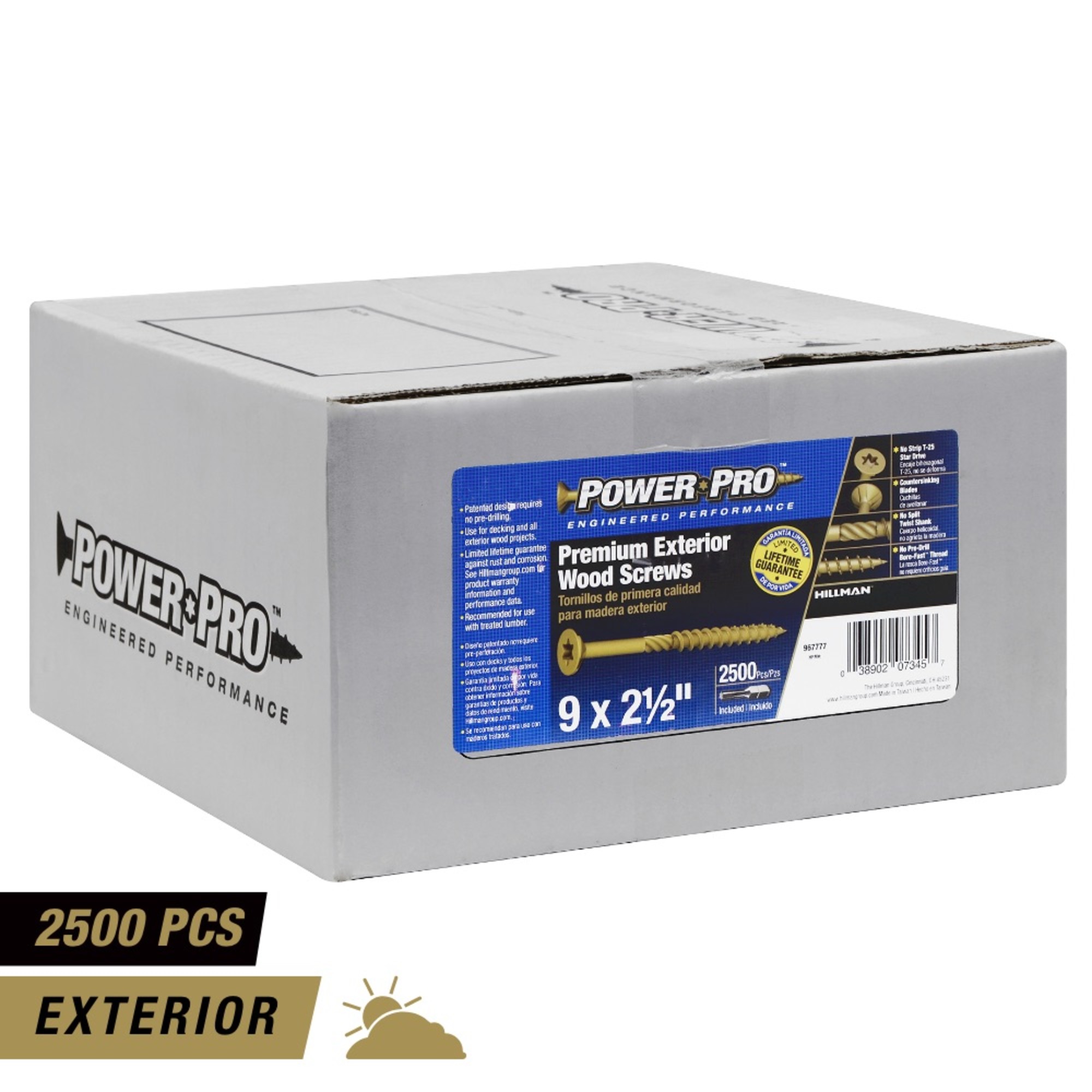 Power Pro Premium Bronze Exterior Wood Screws (#9 x 2-1/2 in.) - 2500 pc
