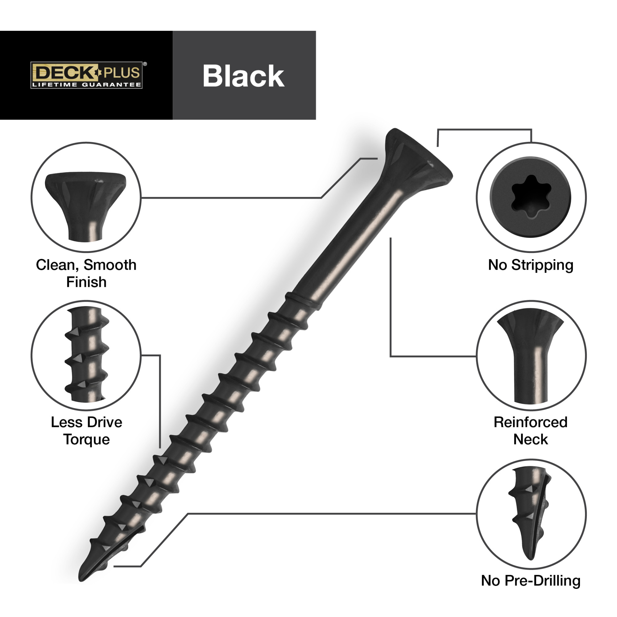 Deck Plus Black Deck Screws (#10 x 3 in.)