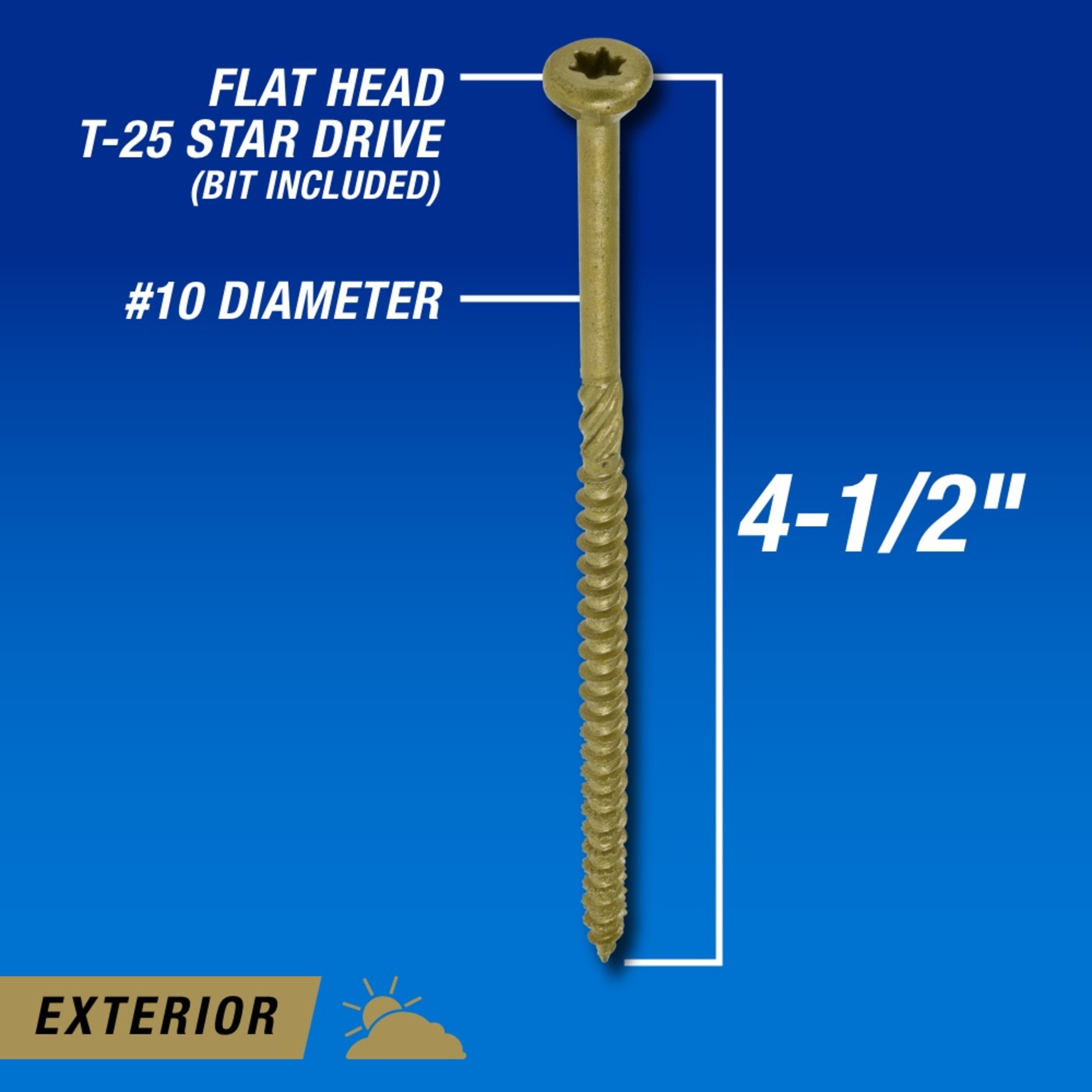 Power Pro Premium Bronze Exterior Wood Screws (#10 x 4-1/2 in.) - 800 pc