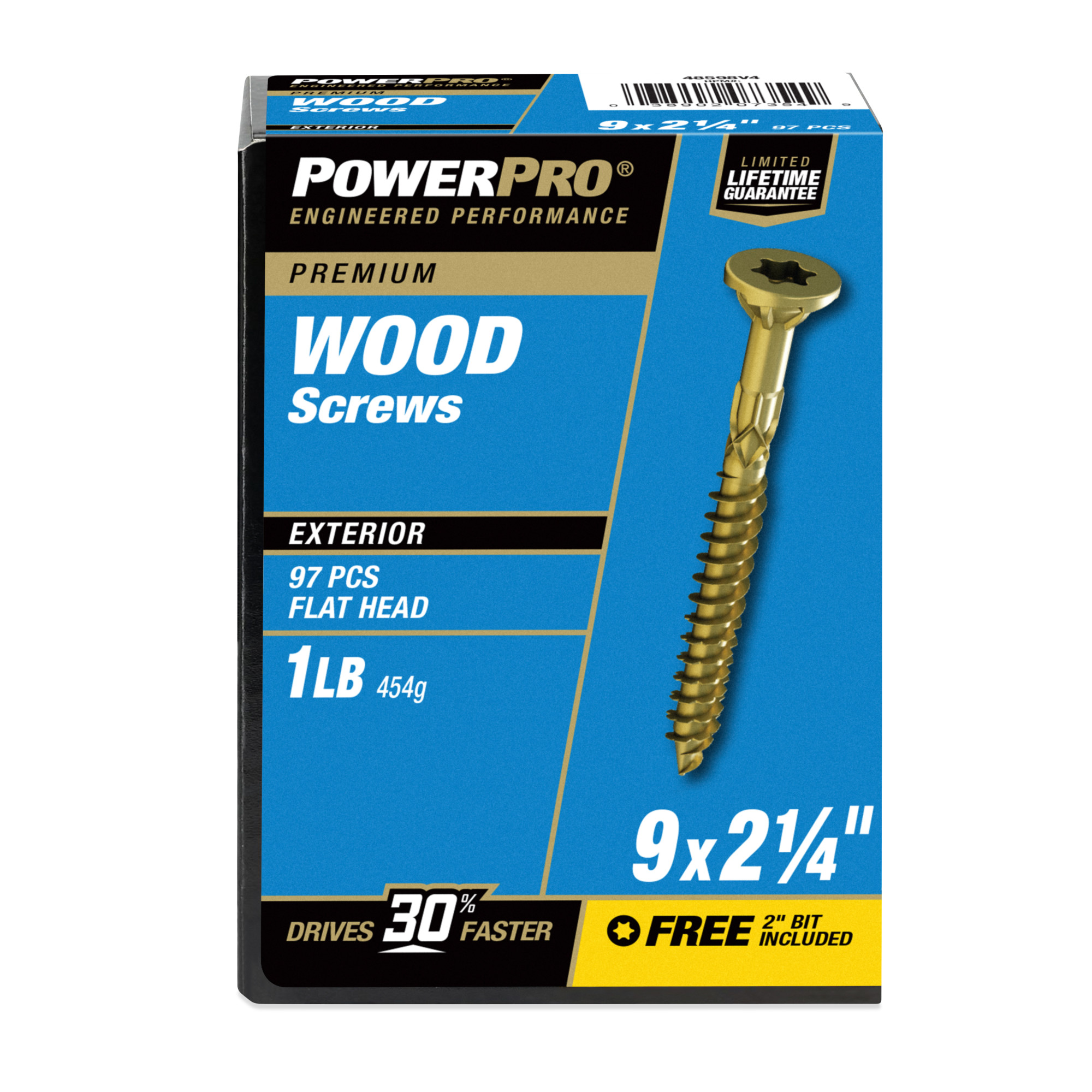 Power Pro Premium Exterior Wood Screws (#9 x 2-1/4 in.) - 97 pc