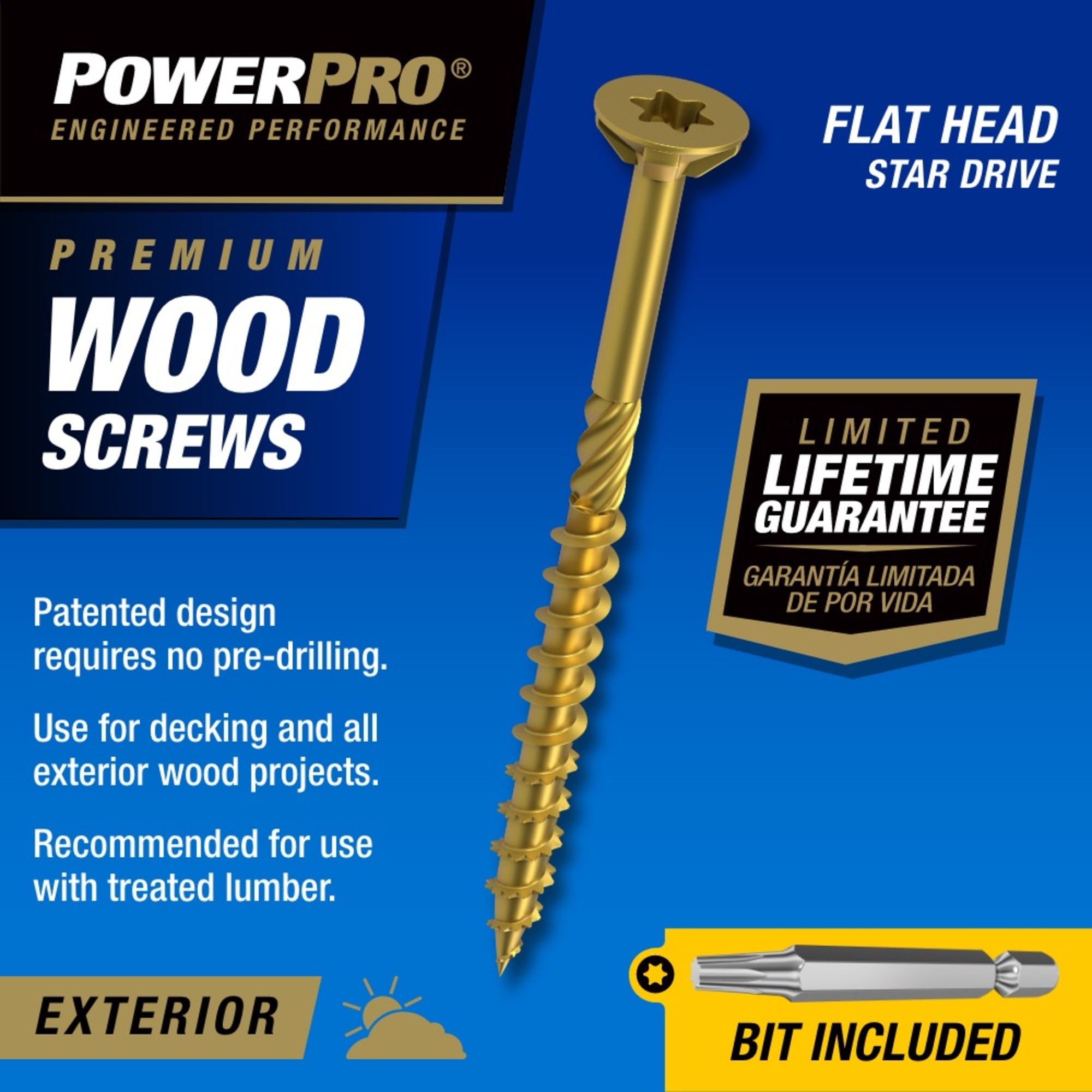 Power Pro Premium Bronze Exterior Wood Screws (#8 x 2 in.) - 3000 pc