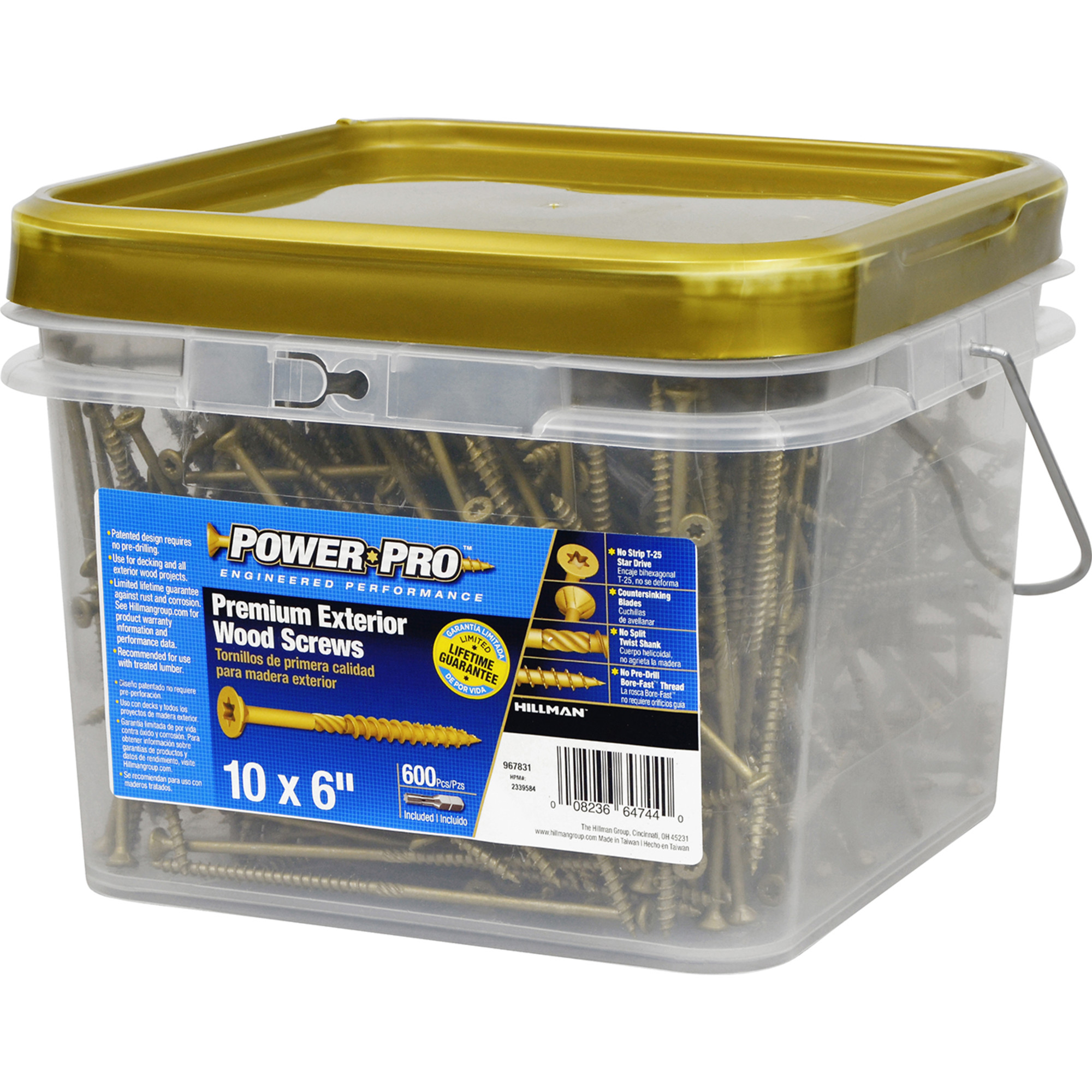 Power Pro Premium Bronze Exterior Wood Screws (#10 x 6 in.) - 600 pc