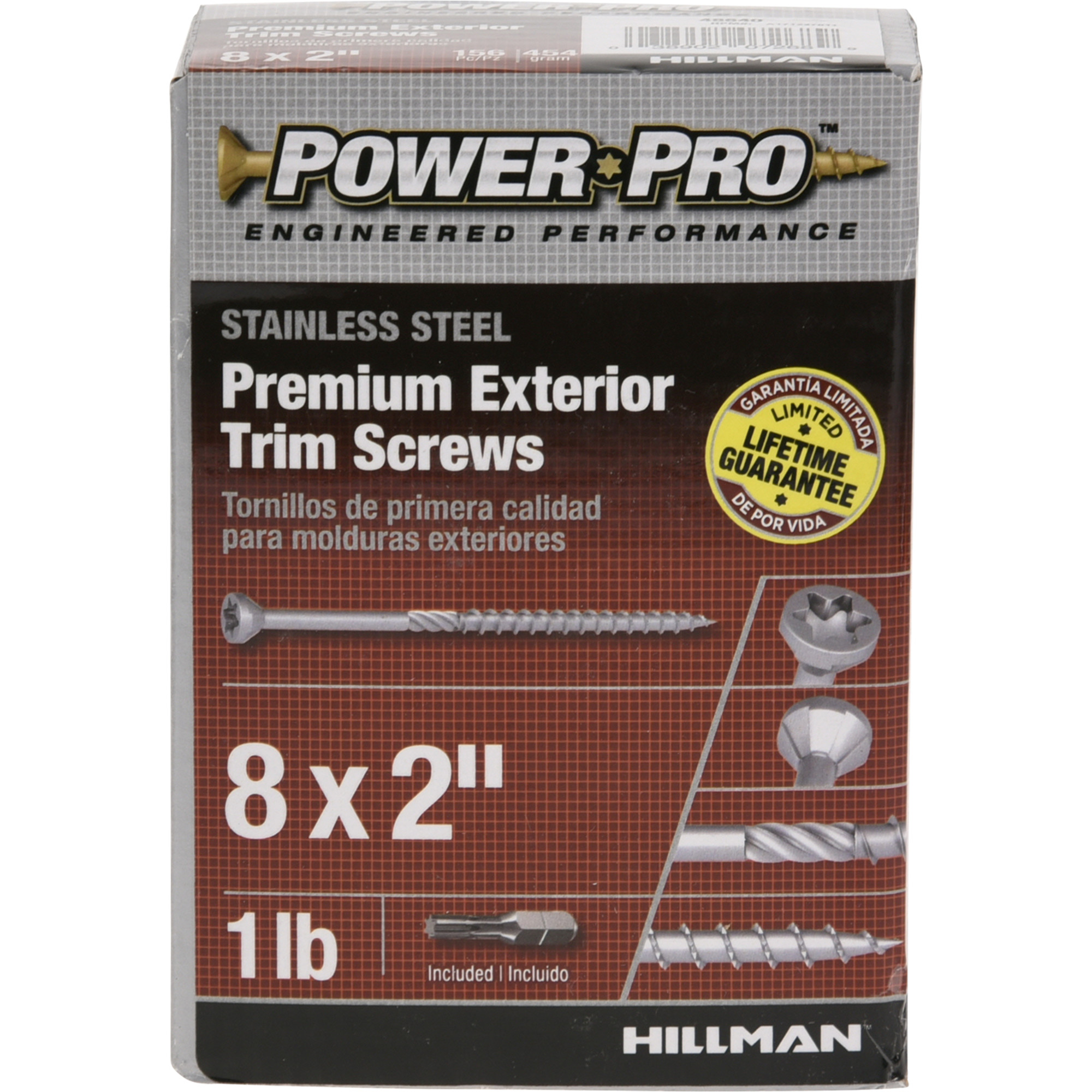 Power Pro Premium 305 Stainless Steel Trim Screws (#8 x 2 in.) - 156 pc