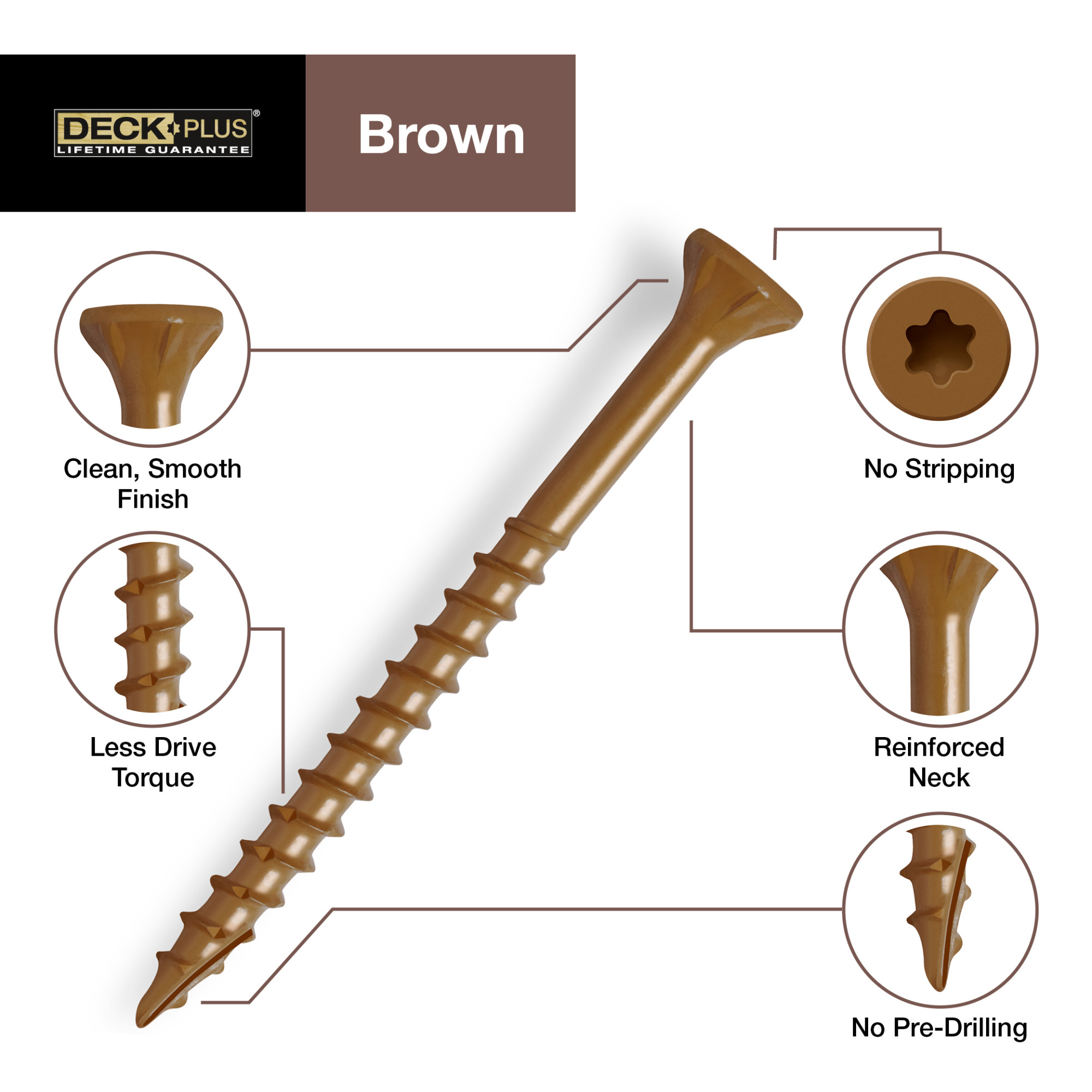 Deck Plus Brown Deck Screws (#8 x 1-5/8 in.)