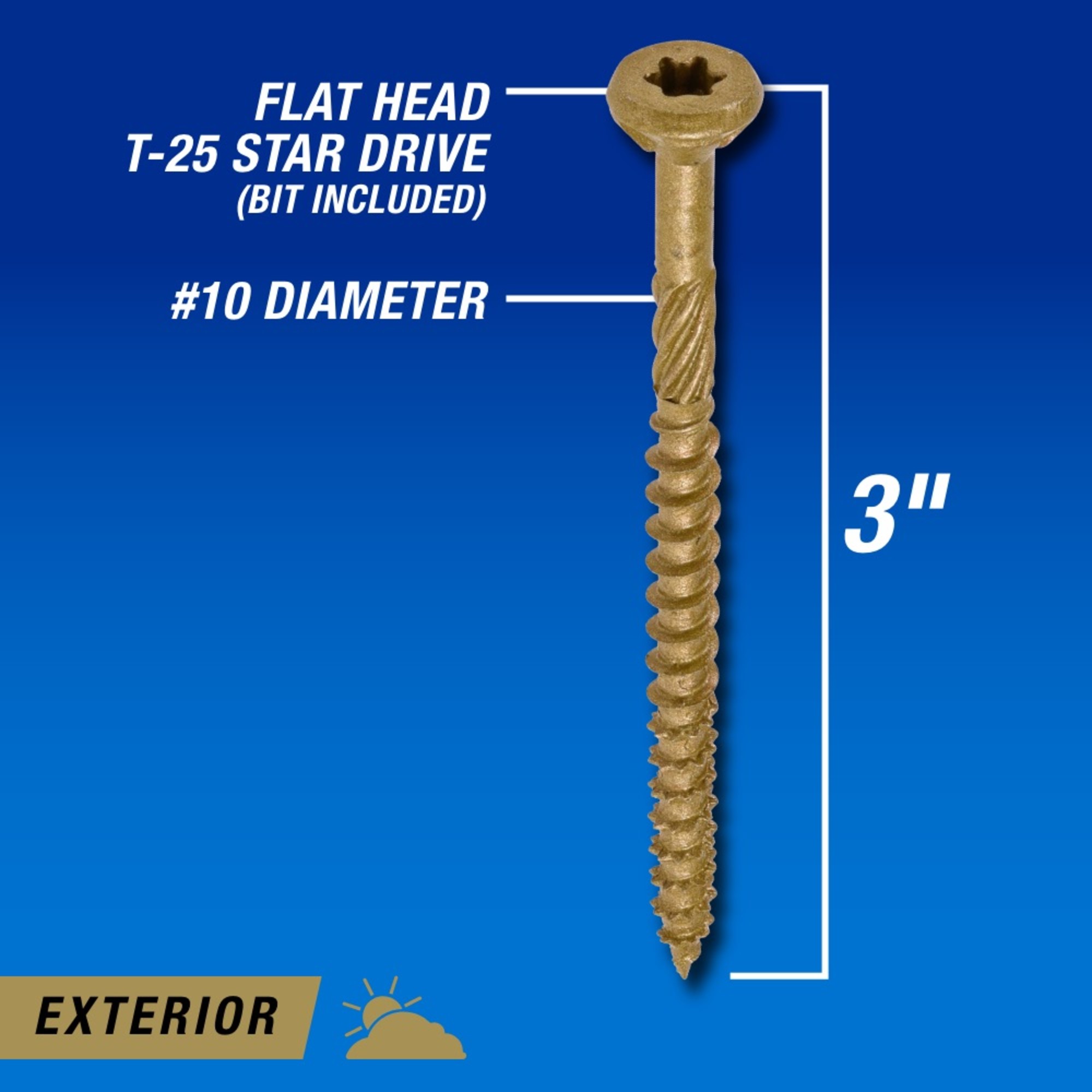 Power Pro Premium Bronze Exterior Wood Screws (#10 x 3 in.) - 1200 pc