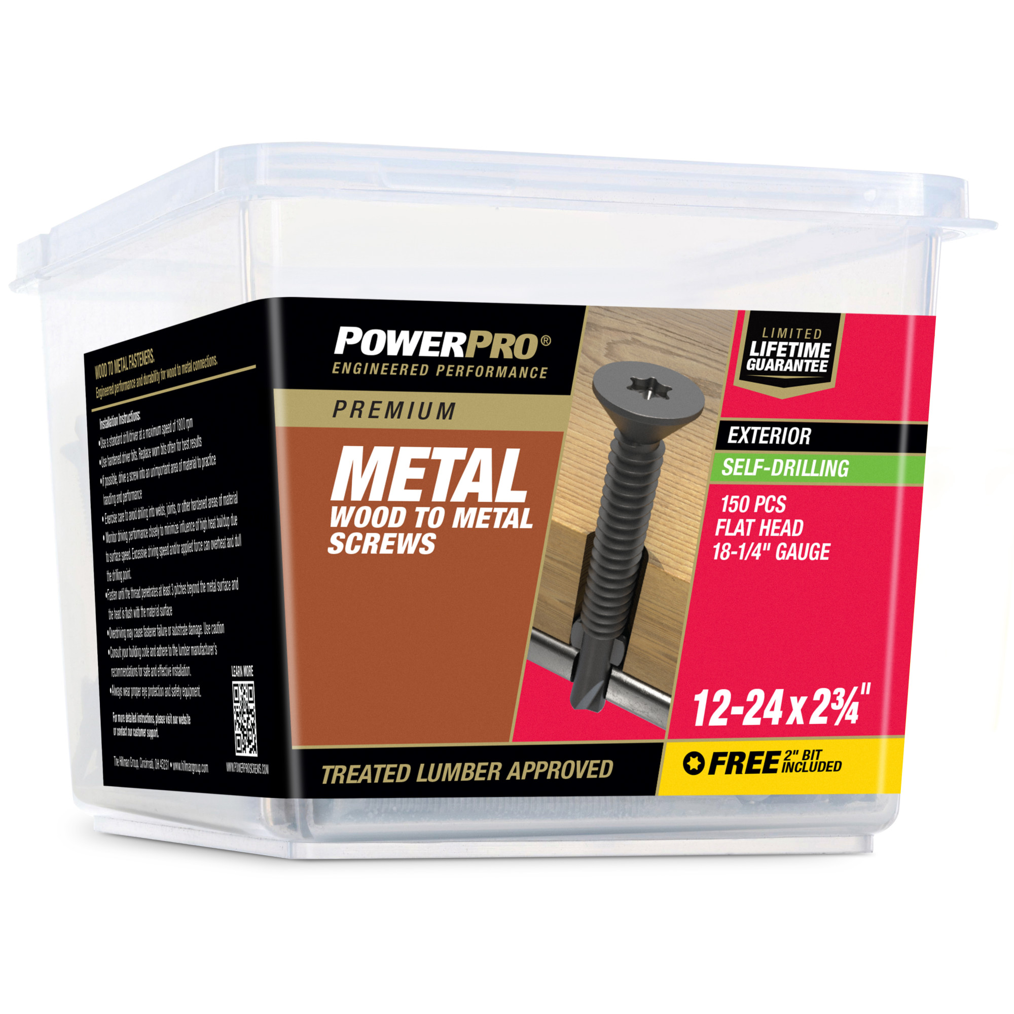 Power Pro Prower Pro Premium Flat Gray Epoxy Self-Drilling Screws (#12-24 × 3-¾") 150pc