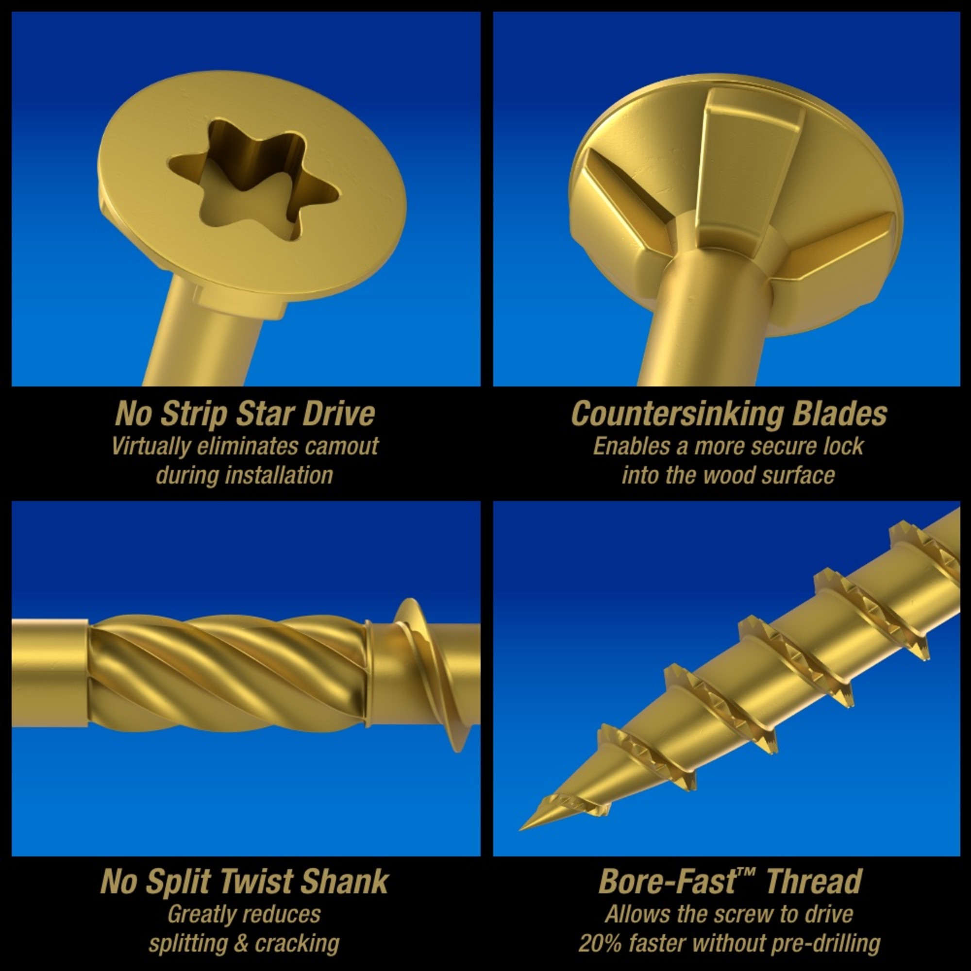 Power Pro Premium Bronze Exterior Wood Screws (#10 x 3-1/2 in.) - 1000 pc