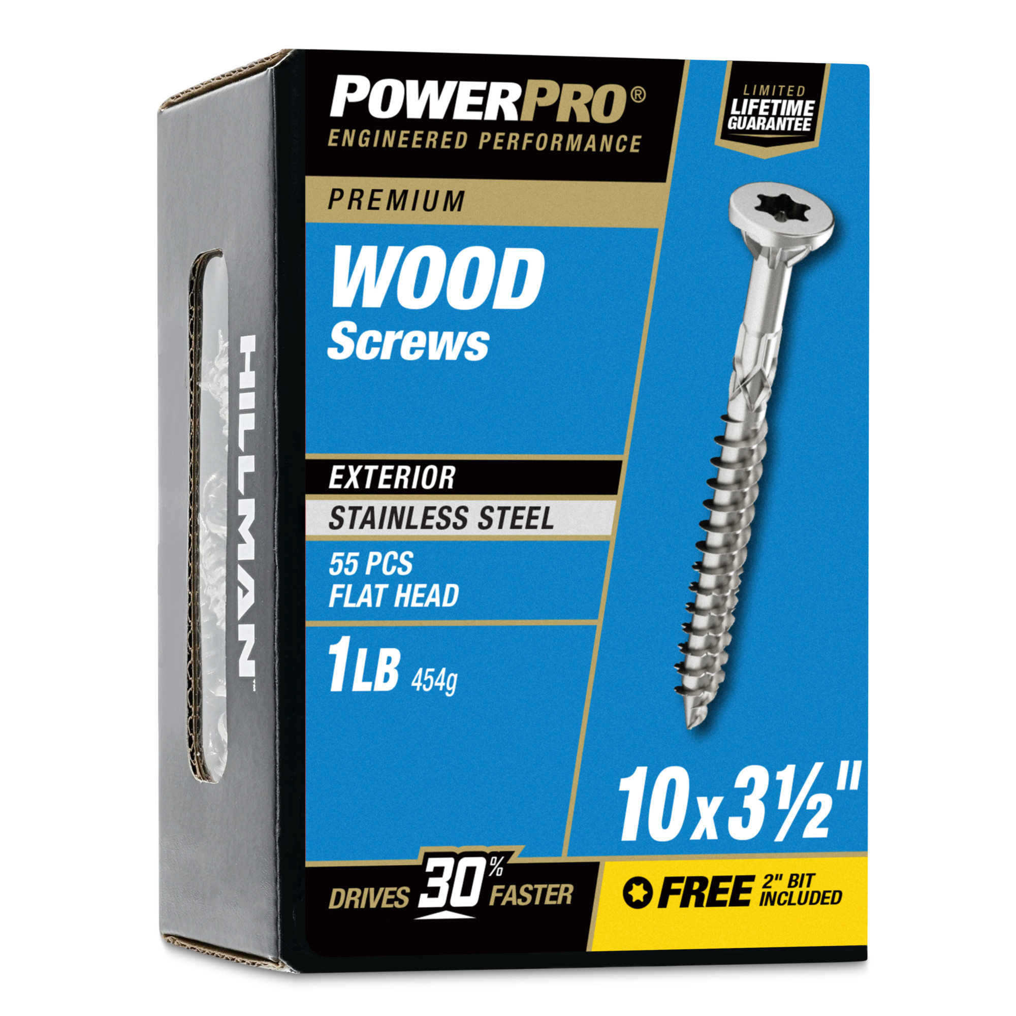Power Pro Premium 305 Stainless Steel Wood Screws (#10 x 3-1/2 in.) - 55 pc