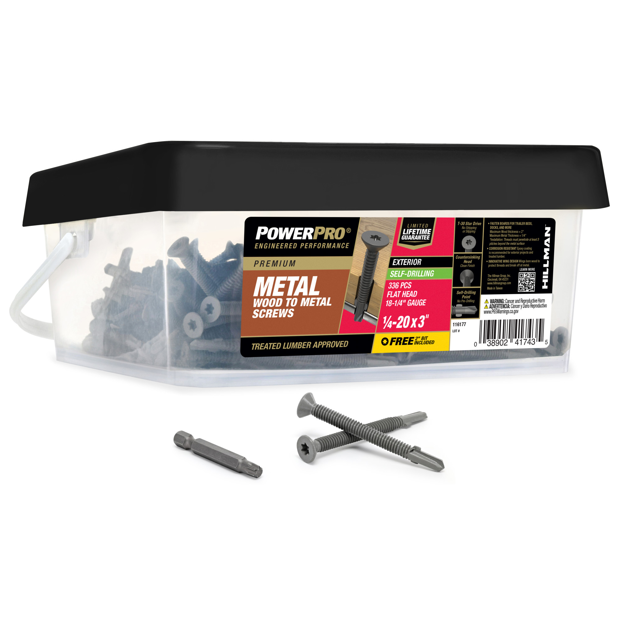 Power Pro Prower Pro Premium Flat Gray Epoxy Self-Drilling Screws (¼"-20 × 3 in.) 336pc