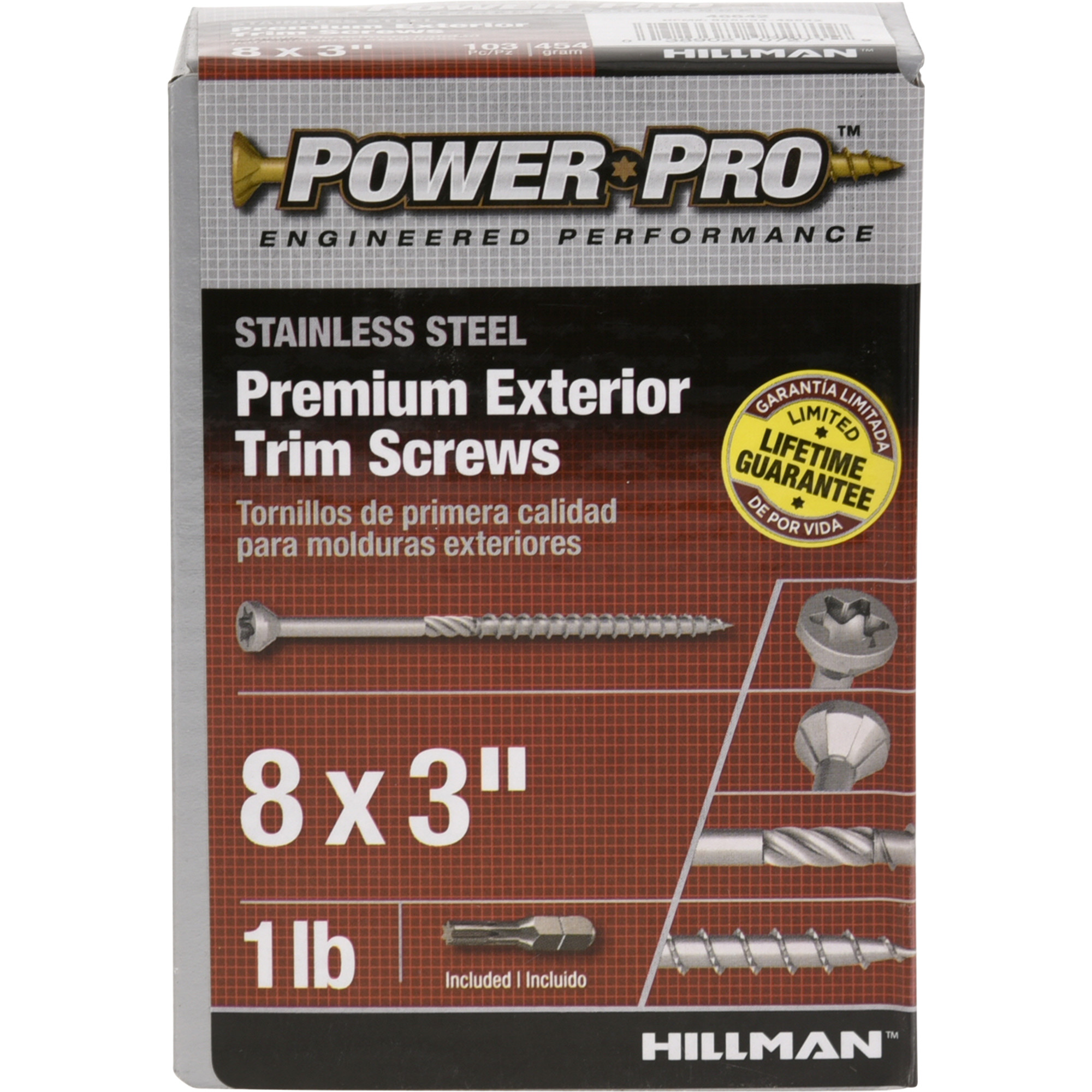 Power Pro Premium 305 Stainless Steel Trim Screws (#8 x 3 in.) - 103 pc