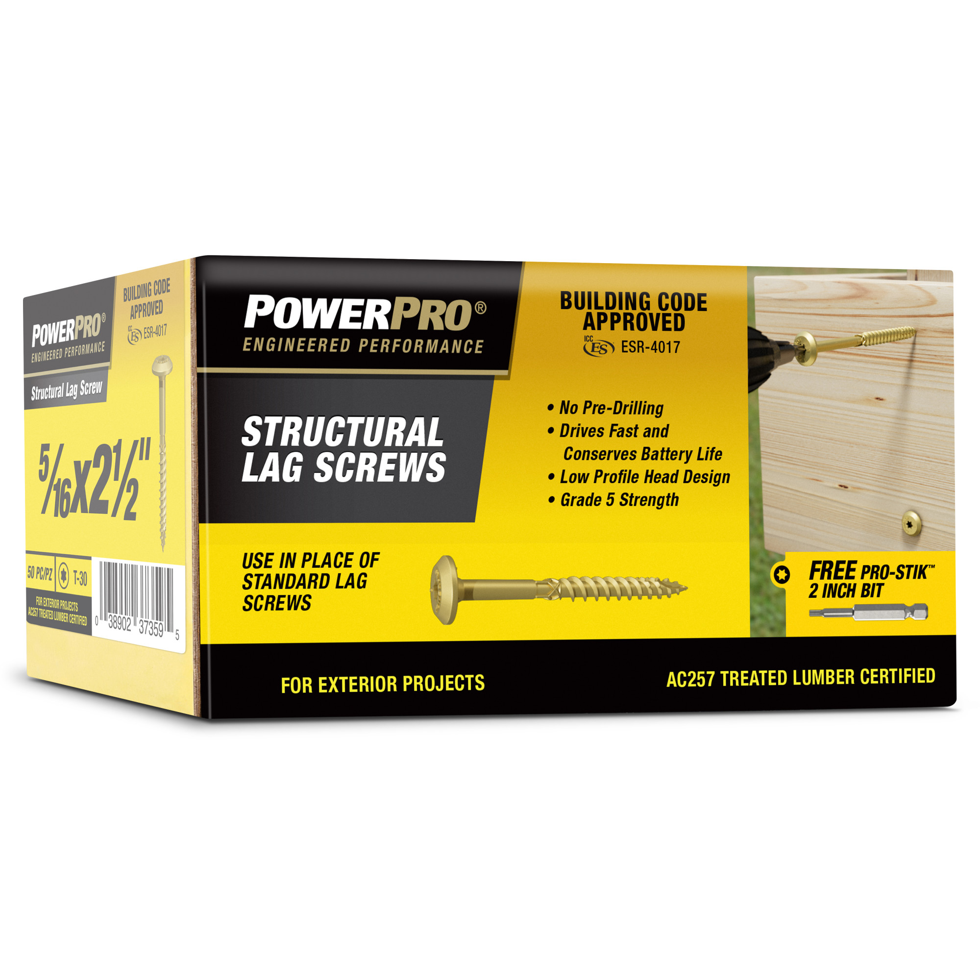 Power Pro Bronze Structural Lag Screws (5/16 in. x 2-1/2 in.) - 50 pc