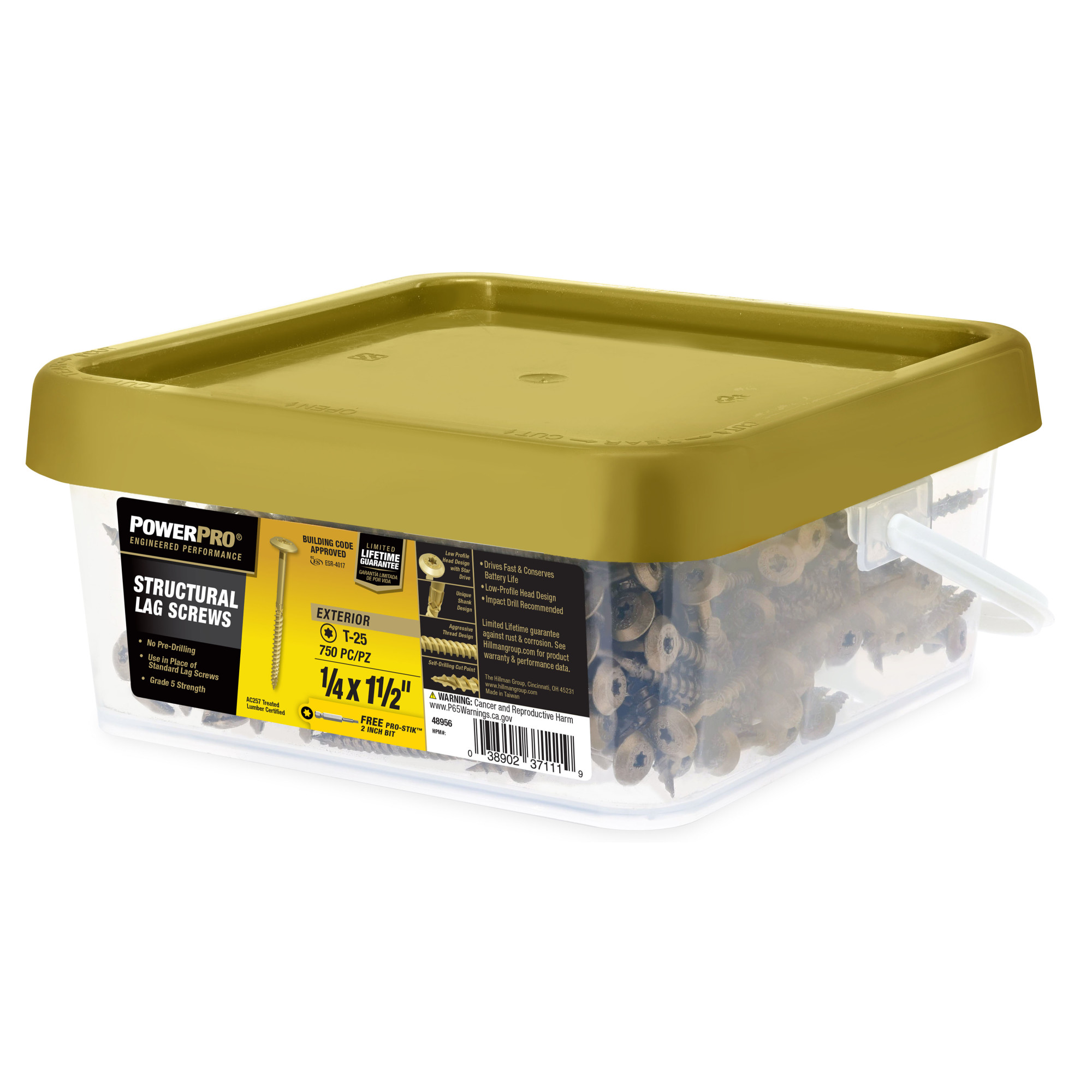 Power Pro Bronze Structural Lag Screws (1/4 in. x 1-1/2 in.) - 750 pc